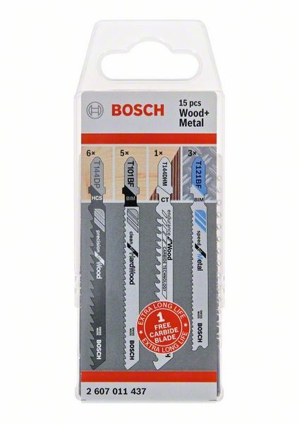 Bosch JSB Wood and Metal-paket, 15 delar i gruppen Maskintillbehör / Borra & Skruva / Borr hos Protools Sweden AB (762607011437)