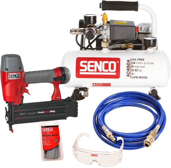 Senco starter kit, kompressor, dyckertpistol & slang i gruppen Maskiner & Verktyg / Kompressorer hos Protools Sweden AB (94AFN0024KIT)